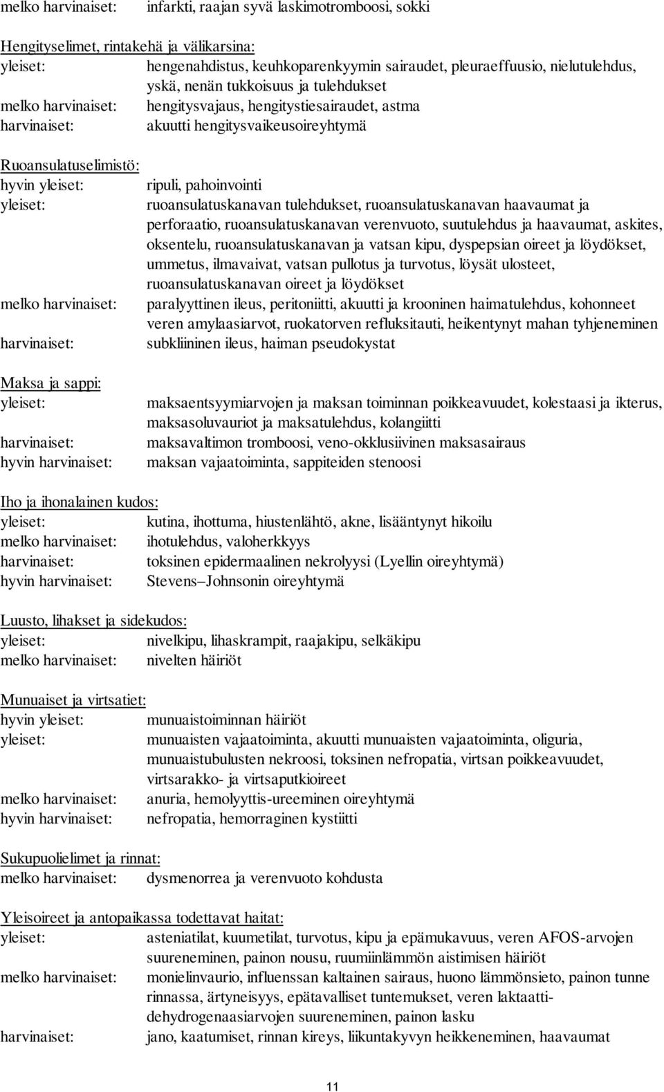 ruoansulatuskanavan tulehdukset, ruoansulatuskanavan haavaumat ja perforaatio, ruoansulatuskanavan verenvuoto, suutulehdus ja haavaumat, askites, oksentelu, ruoansulatuskanavan ja vatsan kipu,