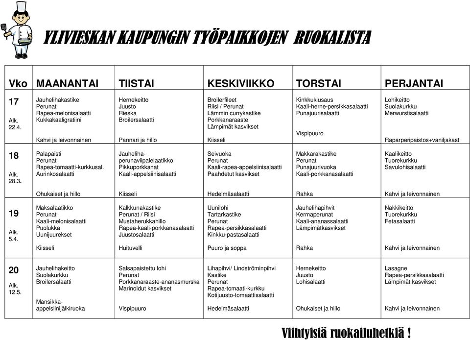 Merwurstisalaatti Raparperipaistos+vaniljakast 18 28.3.