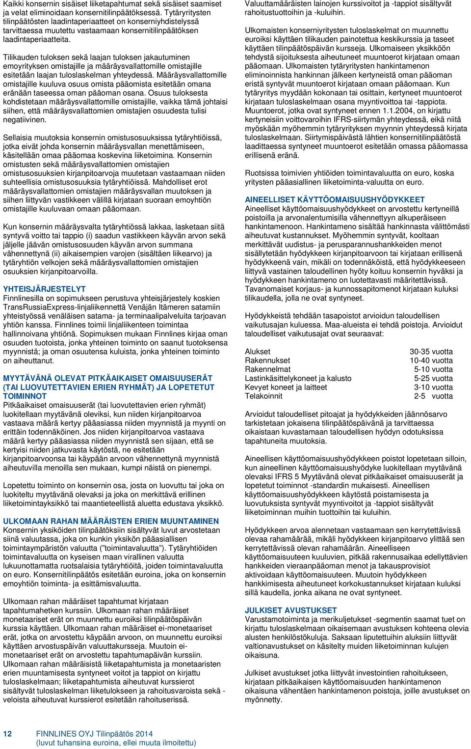 Tilikauden tuloksen sekä laajan tuloksen jakautuminen emoyrityksen omistajille ja määräysvallattomille omistajille esitetään laajan tuloslaskelman yhteydessä.
