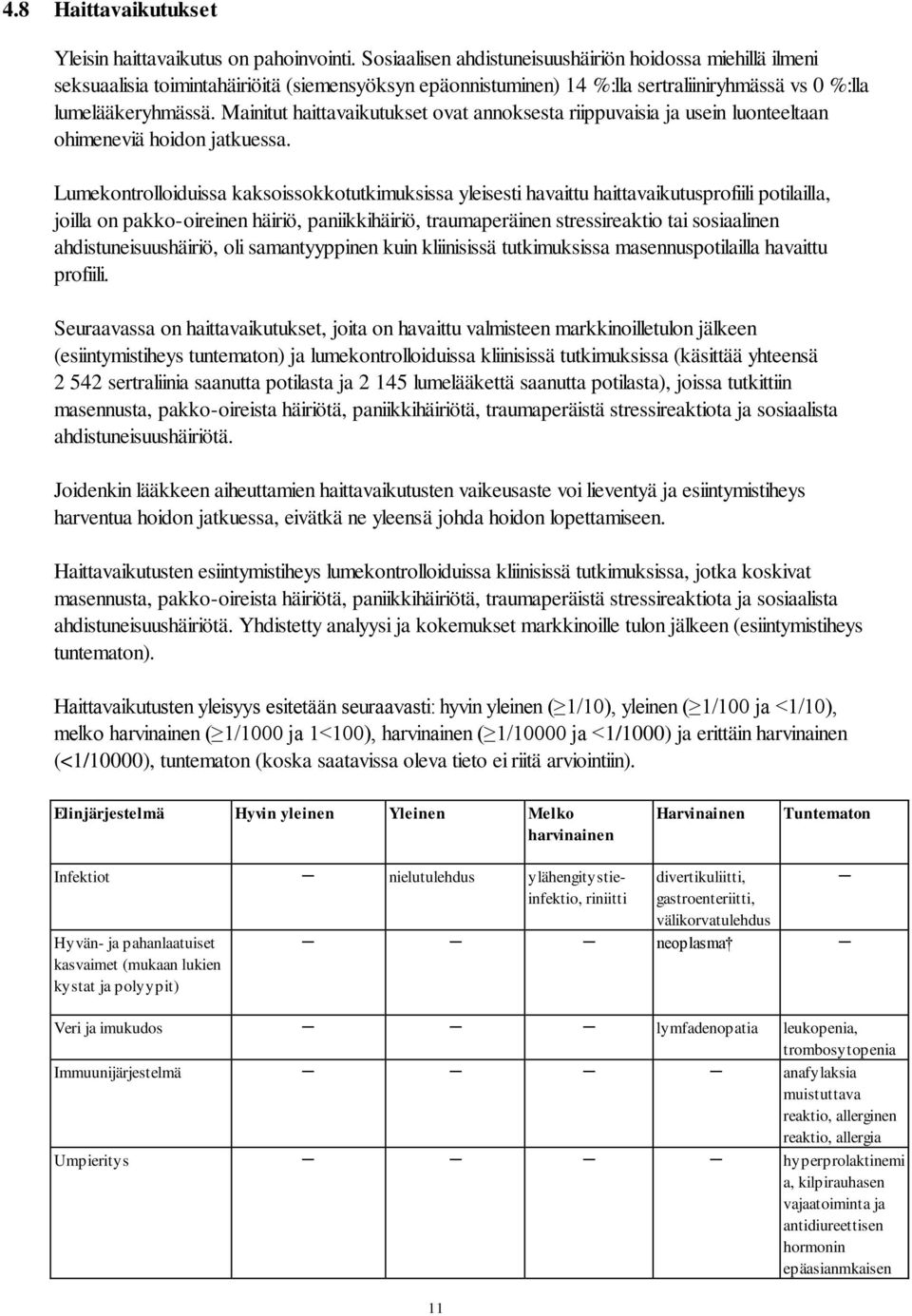 Mainitut haittavaikutukset ovat annoksesta riippuvaisia ja usein luonteeltaan ohimeneviä hoidon jatkuessa.