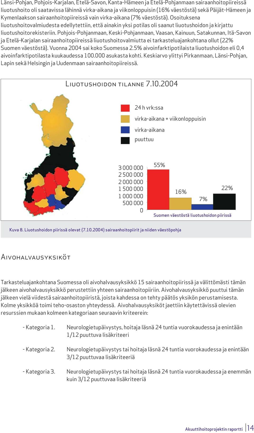 Osoituksena liuotushoitovalmiudesta edellytettiin, että ainakin yksi potilas oli saanut liuotushoidon ja kirjattu liuotushoitorekisteriin.