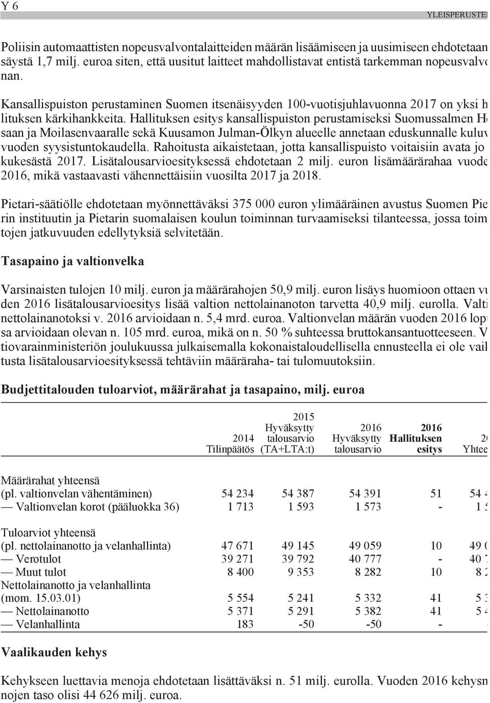 Hallituksen esitys kansallispuiston perustamiseksi Suomussalmen Hossaan ja Moilasenvaaralle sekä Kuusamon Julman-Ölkyn alueelle annetaan eduskunnalle kuluvan vuoden syysistuntokaudella.