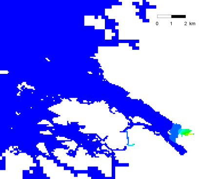 35 Pitoisuuskentät ja sedimentin kertyminen Kuvassa 22 on esitetty kuukausittaiset lasketut keskipitoisuudet muuttujille SED0, SED1 ja SED2. Sedimentin kertyminen pohjaan jakson 1.5.2008 30.7.