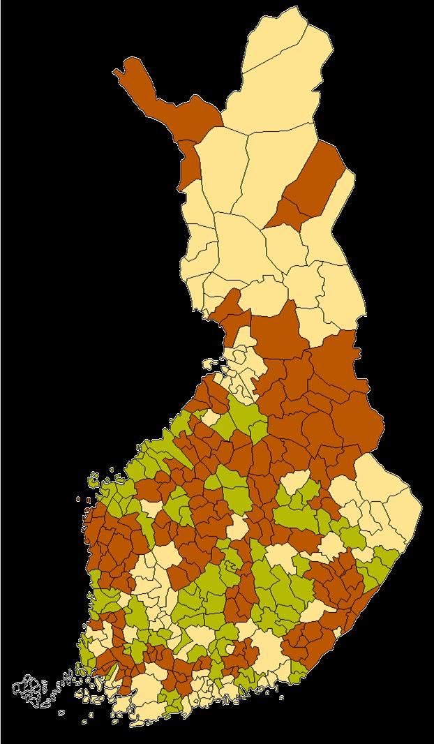 Kunnat yhteensä, Manner-Suomi 320 Kunta järjestää palvelut itse 91 kuntaa, väestöstä 60 % Yhteistoiminta-alueet