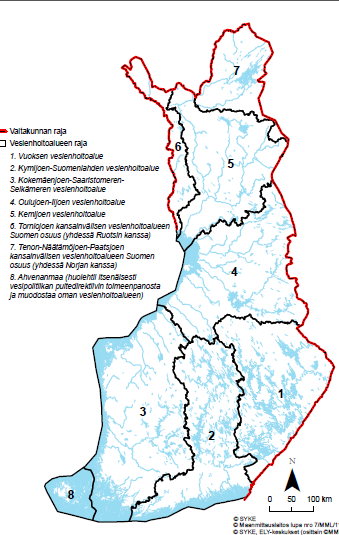 Vesienhoitoalueet Jaettu vesistöalueiden rajojen mukaan, ei hallinnollisten ELY-keskukset vastaavat vesienhoidon suunnittelusta omalla alueellaan Vesienhoidon yhteistyöryhmät Jokaiselle