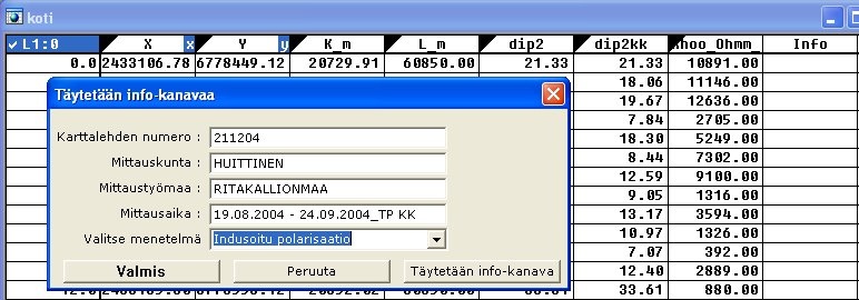 ( kuva 66). Kopioidaan tiedot Täytetään info kanavaa ikkunaan (kuva 67).