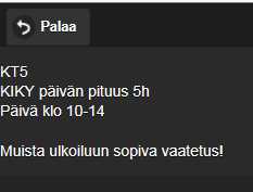 HRMobi ja Kiky Vuorolistalle merkitty KIKY päivä näkyy myös työntekijän HRMobissa Työvuorot -valikossa: Päivän lisäinformaatio ko.