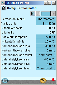 Konfigurointi - jatkoa Erilliset termostaatit 1. Erilliset termostaatit 2. Valitse haluttu termostaatti 3.