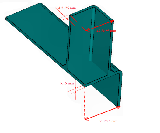 Kuva 5. FE- mallin geometria ja käytetyt dimensiot Rakenteen verkottamiseen ja elementtimallin ratkaisemiseen käytettiin Femap 11.