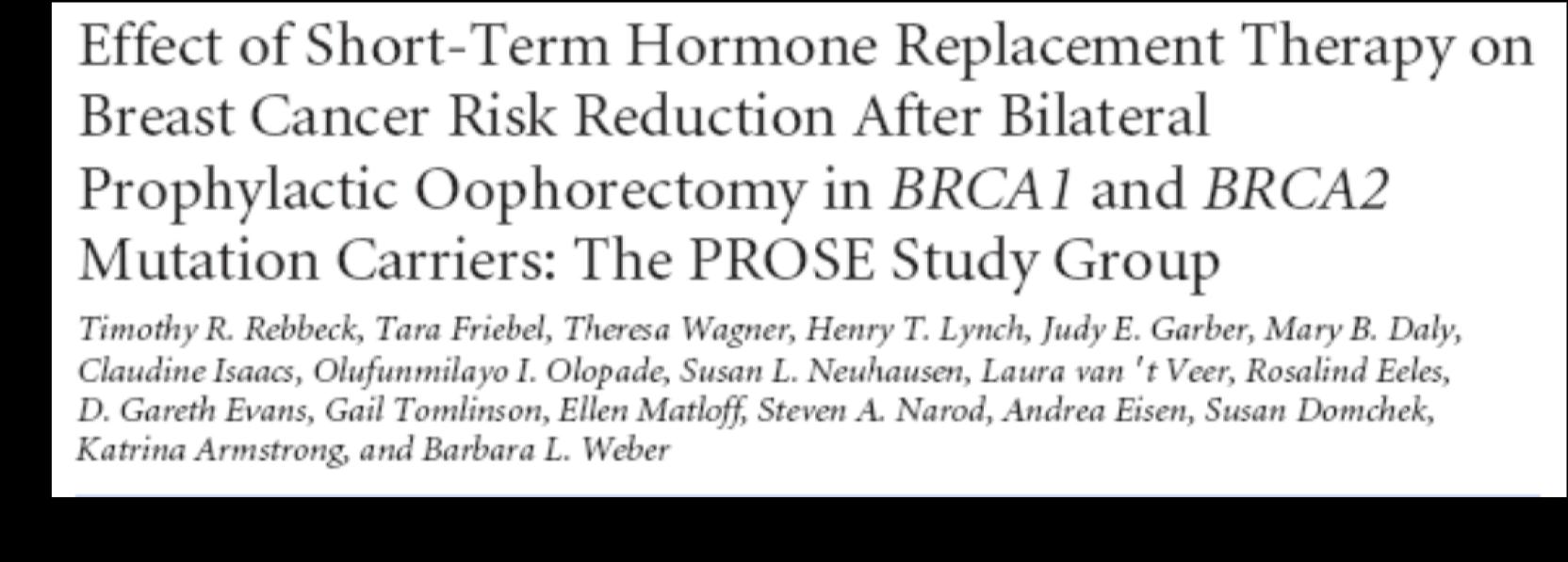 BRCA-mutaatiot ja HRT Prospektiivinen tutkimus, 462 naista (155 BPO, 307 ei BPO)