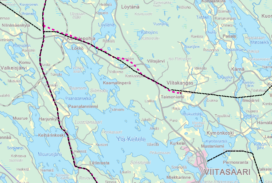 VIITAKANKAAN HAARA KEITELEPOHJASTA VIITASAARELLE Pieni tarkistus voimajohdon linjaukseen toteutuneen reitin ja