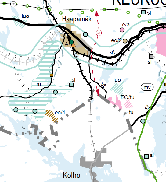 JUSSERO HAAPAMÄKI - KOLHO 110 kv Voimajohto on oheisen karttaotteen mukaisesti yhteystarvemerkinnällä Pirkanmaan