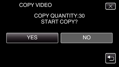 Kopiointi Tiedostojen kopiointi SD-kortille 5 Kosketa COPY -painiketta Voit kopioida videoita ja yksittäiskuvia (stillkuvia) sisäisestä muistista SDkortille Kortille kopioidut yksittäiskuvat voidaan