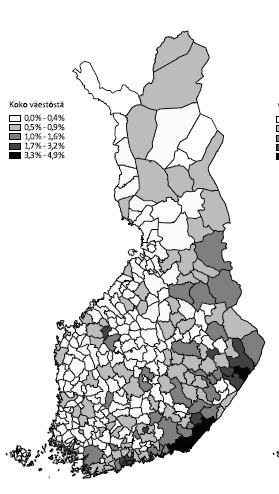 Venäjänkielisten asukkaiden osuus