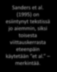 Artikkelin teksti, jossa on kaksi viittausta (ensin referointi ja sitten sitaatti). This finding is against Sanders et al.