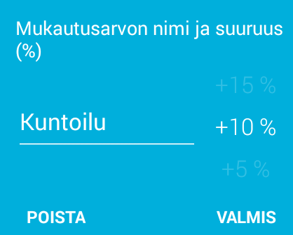 3.3.7 Insuliiniannoksen mukautusasetukset On monia ulkoisia asioita, kuten liikunta, sairaus tai kuukautiset, jotka voivat vaikuttaa siihen, kuinka insuliini vaikuttaa aineenvaihduntaasi.