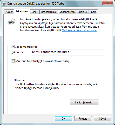 Tulostaminen verkossa Tulostimen jakaminen (Windows 7) 1 Valitse Laitteet ja tulostimet Käynnistä-valikosta. Laitteet ja tulostimet -ohjauspaneeli tulee näyttöön.