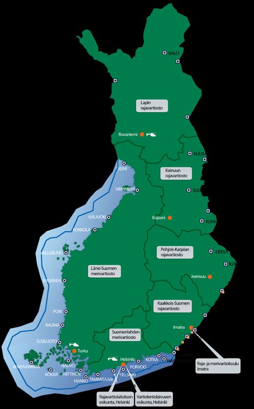 Taloushallintoryhmä Rajavartiostot (4) Merivartiostot (2) Vartiolentolaivue Raja- ja merivartiokoulu HENKILÖSTÖ