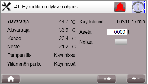 HUOLTO-OPAS Valikosta säädetään varaajan ylilämmön lämpötilarajat, joiden tehdasasetukset ovat käynnistymiselle +90ºC ja sammumiselle +85ºC.