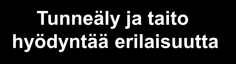 Erilaisuuden ymmärtämisen tasot Rakenna Tunneäly ja taito hyödyntää erilaisuutta Muut - minä Erilaisuuden arvostus Erilaisuuden ymmärrys Erilaisuuden