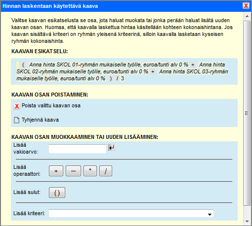 5. Hinnan laskeminen keskiarvona