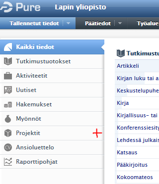 LaCRISin sisältö LaCRISiin on kaksi käyttöliittymää: yliopiston sisäinen käyttöliittymä, johon kirjaudutaan Hakatunnistautumisella sekä julkinen portaali, joka tulee näkyviin yliopiston