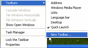 WINDOWS XP perusteet 27 10.3 Työkalurivien mukauttaminen 10.3.1 Pikatyökalurivi Voit lisätä sovelluksien kuvakkeita pikatyökaluriville ja poistaa niitä.