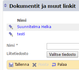 PERUSTIEDOT (2/5) Opiskelijan perustiedot näkymässä voit liittää tiedostoja Valitse Dokumentit ja muut linkit lohkolla +Uusi -toiminto Anna tiedostolle nimi