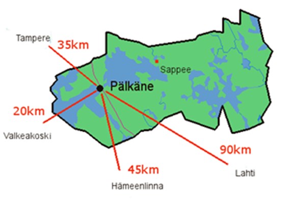 josta vesistöjä 180 km