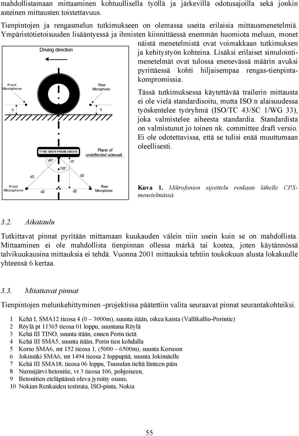 Ympäristötietoisuuden lisääntyessä ja ihmisten kiinnittäessä enemmän huomiota meluun, monet h d3 Driving direction 45 135 d1 d3 Rear Microphone h Plane of undeflected sidewall näistä menetelmistä