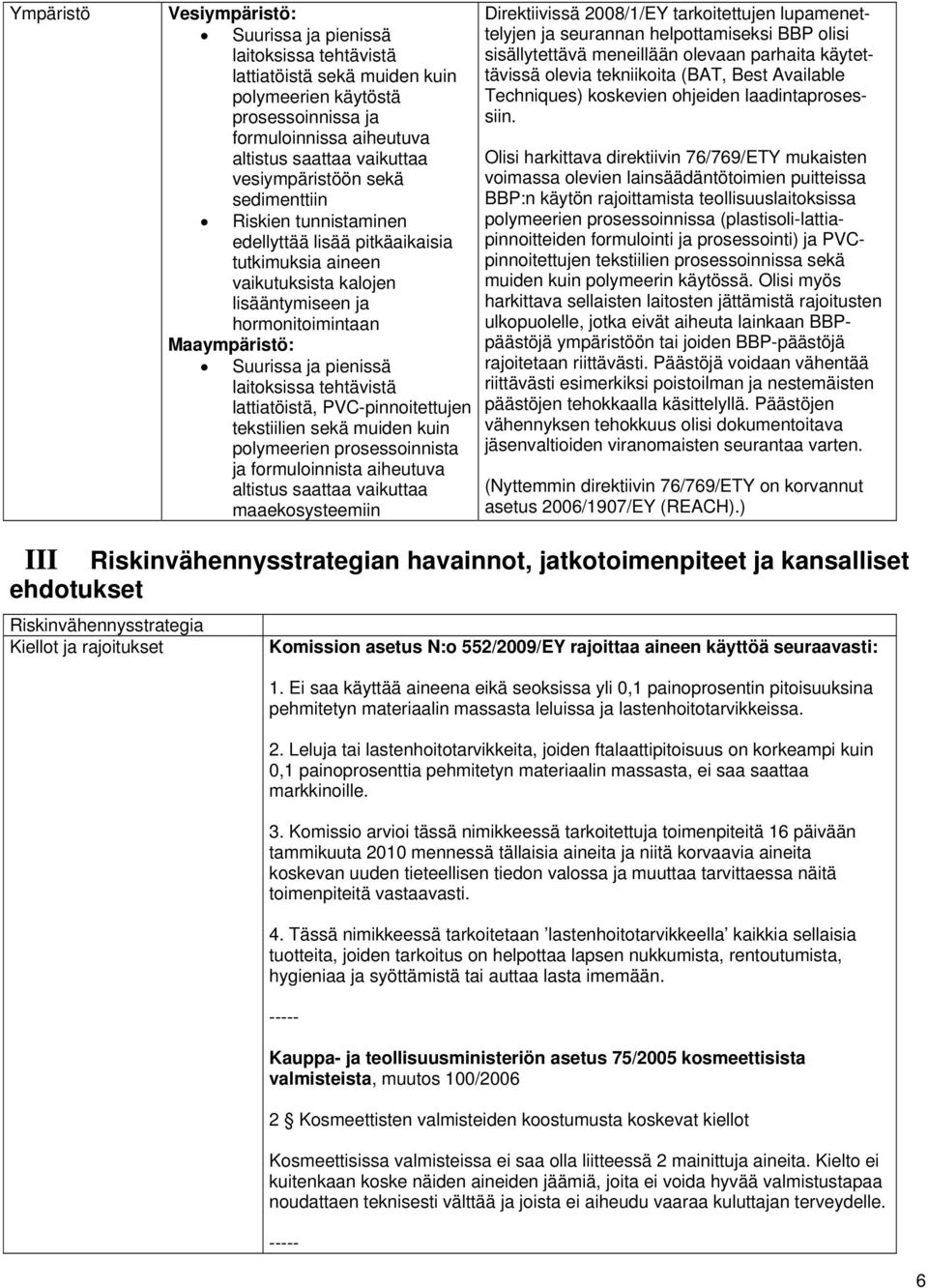 laitoksissa tehtävistä lattiatöistä, PVC-pinnoitettujen tekstiilien sekä muiden kuin polymeerien prosessoinnista ja formuloinnista aiheutuva altistus saattaa vaikuttaa maaekosysteemiin Direktiivissä