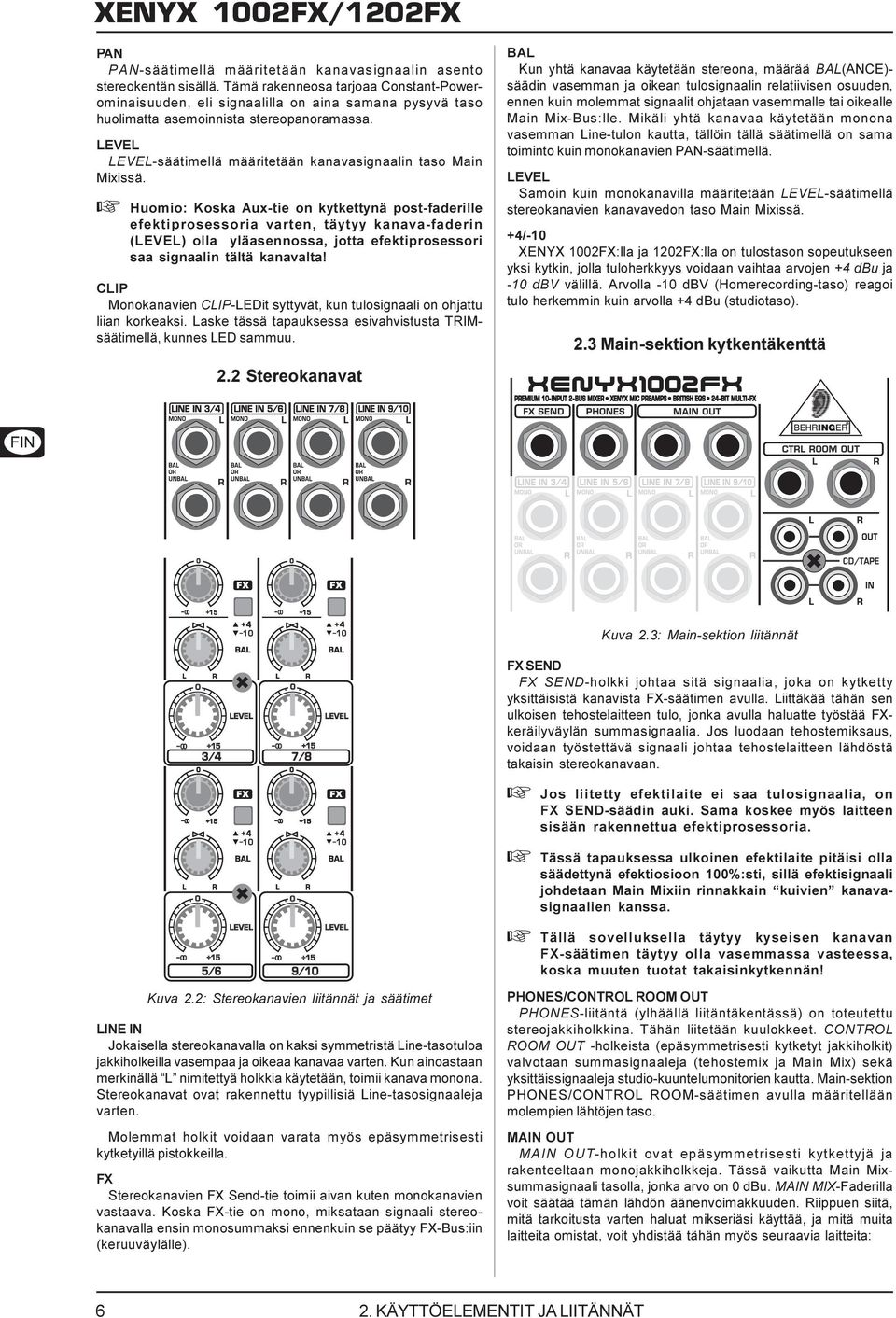 LEVEL LEVEL-säätimellä määritetään kanavasignaalin taso Main Mixissä.