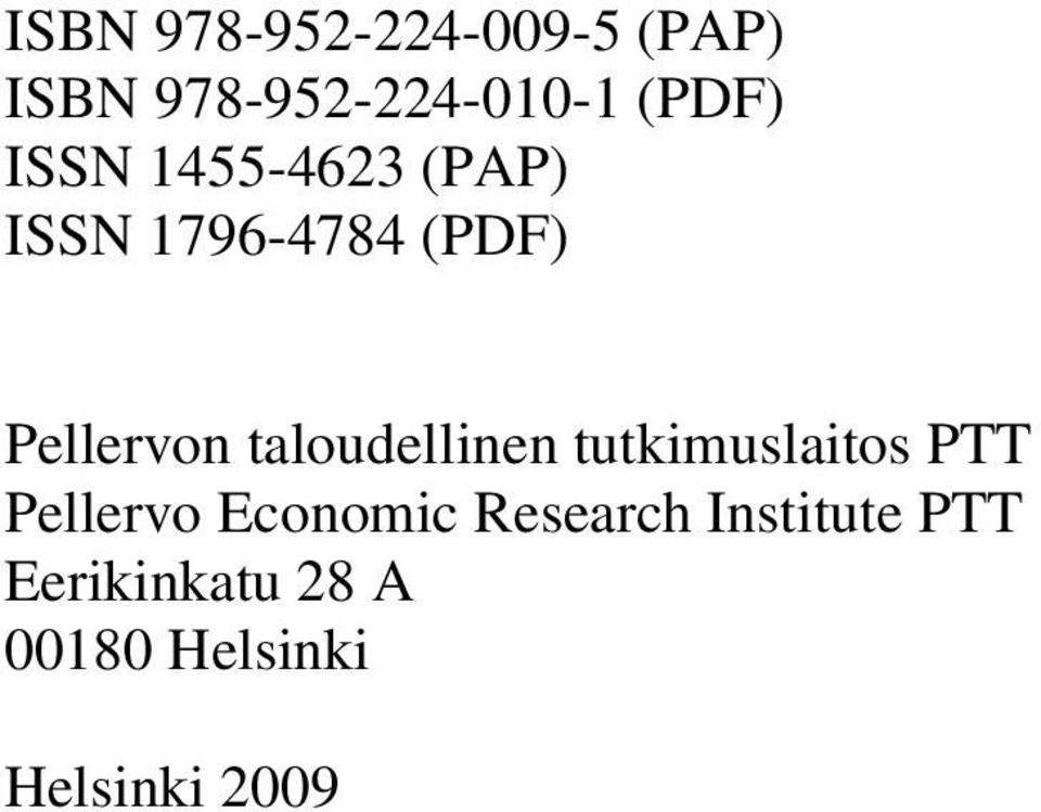 taloudellinen tutkimuslaitos PTT Pellervo Economic