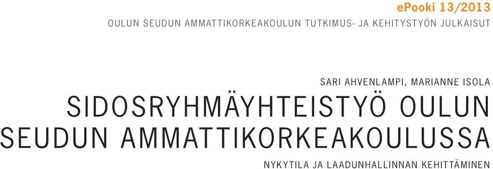 MARIANNE ISOLA SIDOSRYHMÄYHTEISTYÖ OULUN SEUDUN