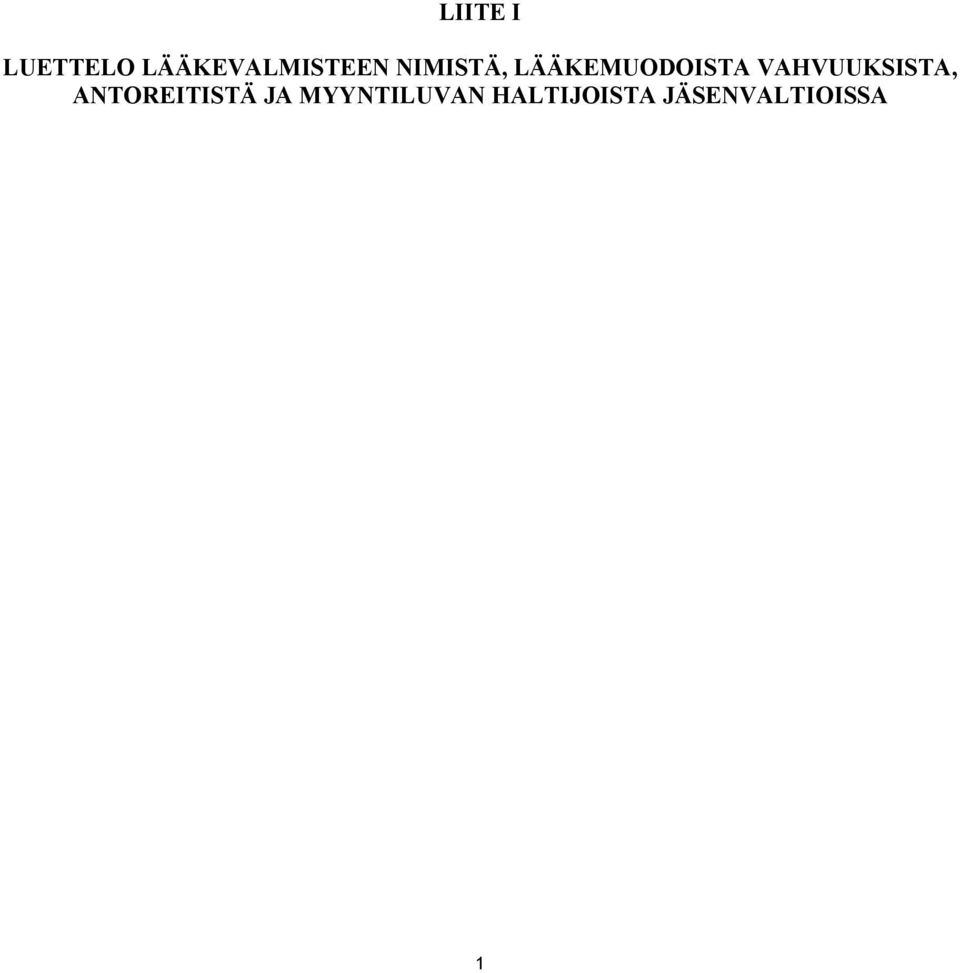LÄÄKEMUODOISTA VAHVUUKSISTA,