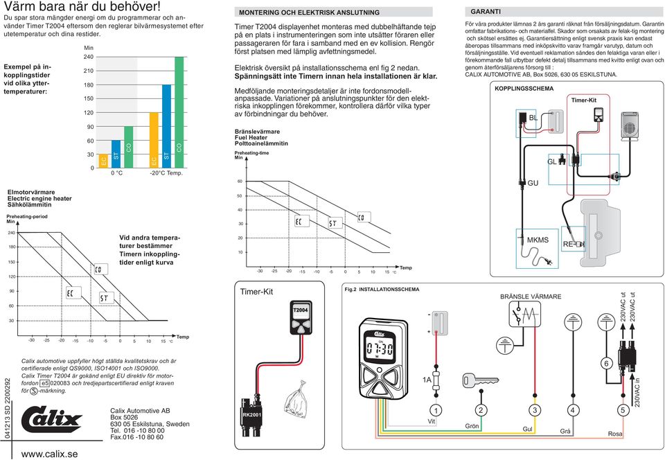 MTERING OCH ELEKTRISK ANSLUTNING Timer 4 displayenhet monteras med dubbelhäftande tejp på en plats i instrumenteringen som inte utsätter föraren eller passageraren för fara i samband med en ev