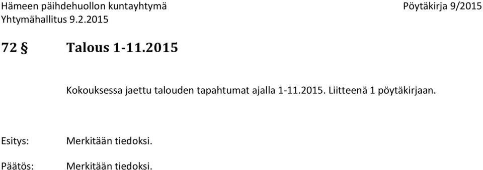 tapahtumat ajalla 1-11.2015.