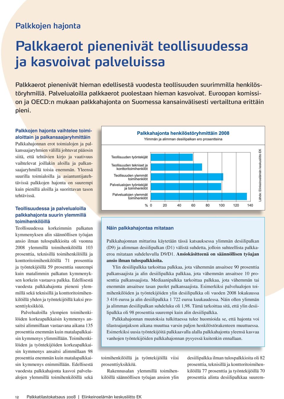 Palkkojen hajonta vaihtelee toimialoittain ja palkansaajaryhmittäin Palkkahajonnan erot toimialojen ja palkansaajaryhmien välillä johtuvat pääosin siitä, että tehtävien kirjo ja vaativuus vaihtelevat