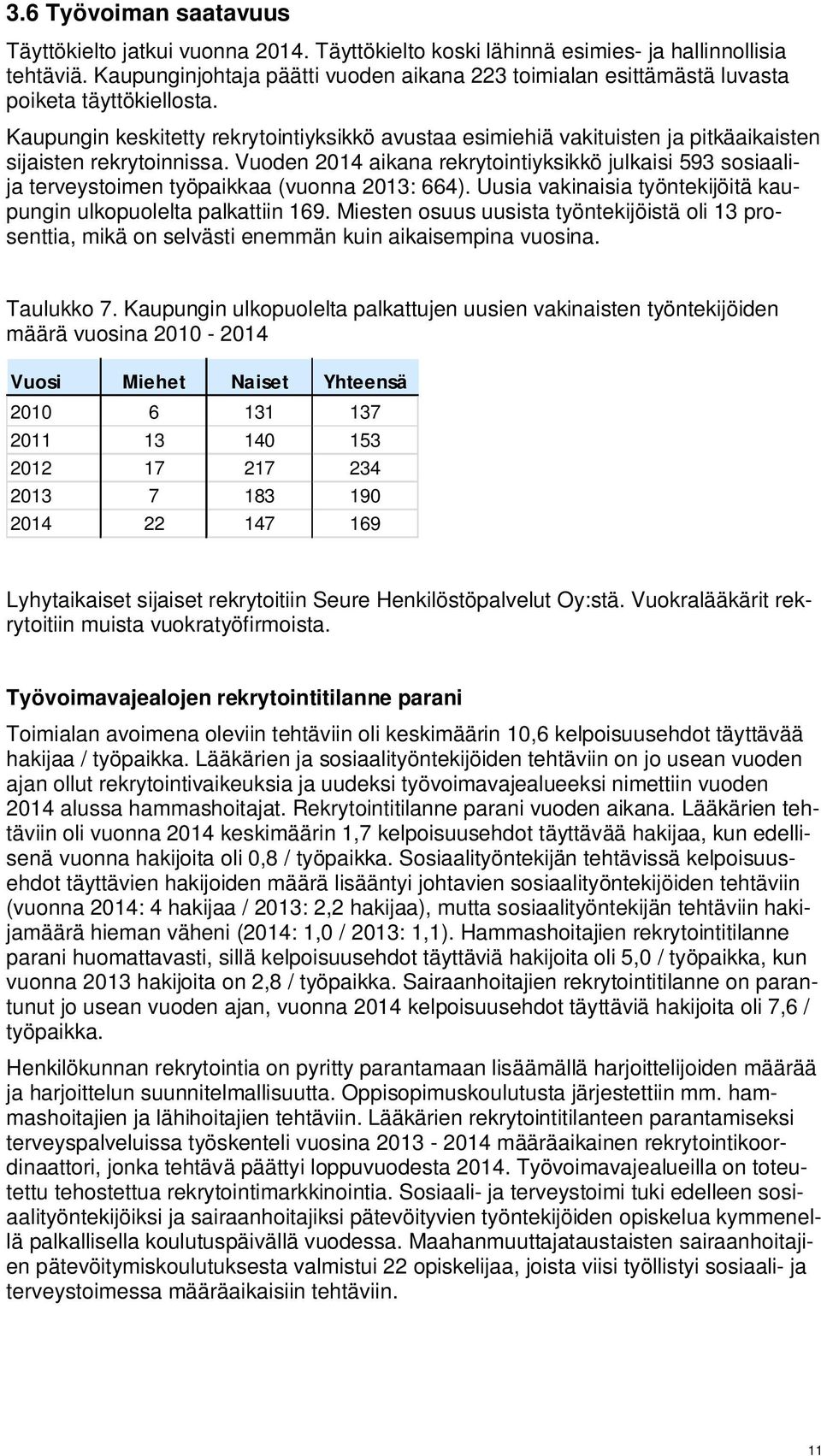 Kaupungin keskitetty rekrytointiyksikkö avustaa esimiehiä vakituisten ja pitkäaikaisten sijaisten rekrytoinnissa.