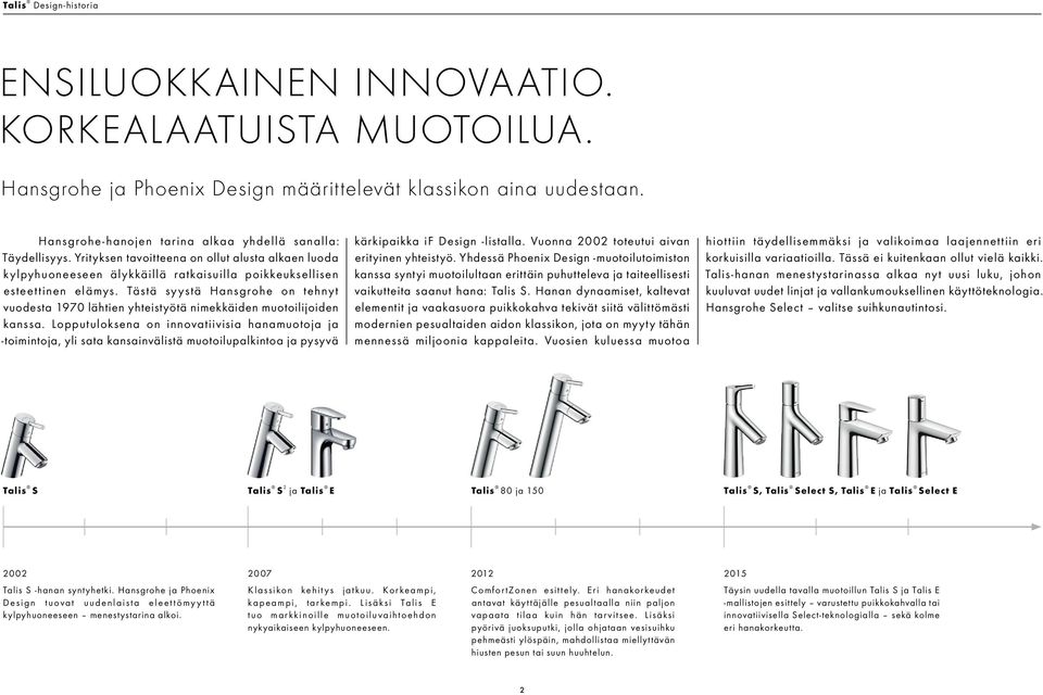 Tästä syystä Hansgrohe on tehnyt vuodesta 1970 lähtien yhteistyötä nimekkäiden muotoilijoiden kanssa.