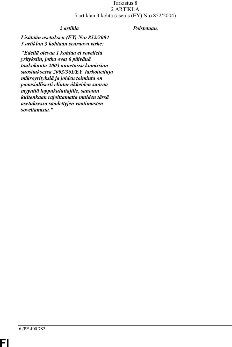 ovat 6 päivänä toukokuuta 2003 annetussa komission suosituksessa 2003/361/EY tarkoitettuja mikroyrityksiä ja joiden toiminta on