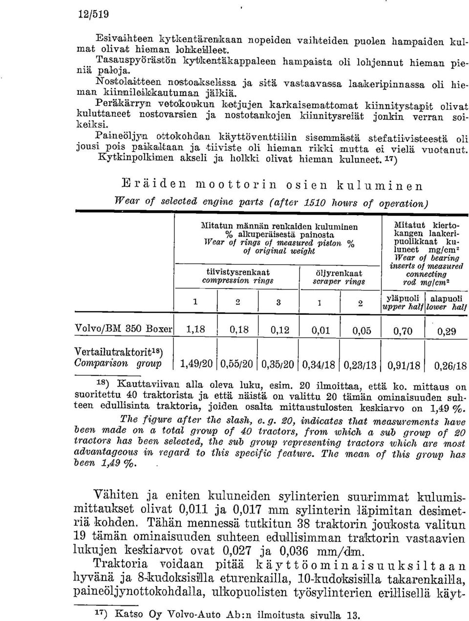 Peräkärryn vetokoukun kotjujen karkaisemattomat kiinnitystapit olivat kuluttaneet nostovarsien ja nostotankojen k-iinnitysreiät jonkin verran soikeiksi.