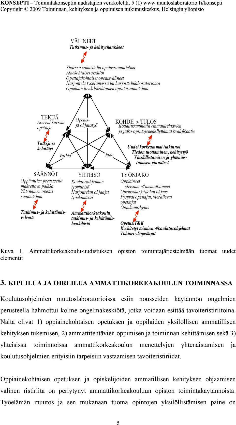 kehittäjä Vaihto Jako Uudet korkeammat tutkinnot Tiedon tuottaminen, kehitystyö Yksilöllistämisen ja yhtenäistämisen jännitteet SÄÄNNÖT Oppituntien perusteella maksettava palkka Yhtenäinen