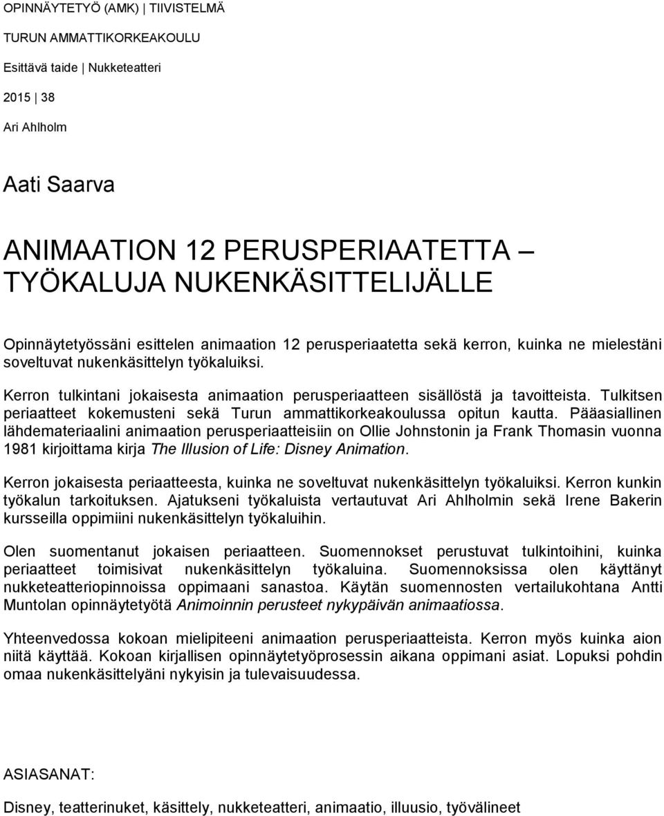 Tulkitsen periaatteet kokemusteni sekä Turun ammattikorkeakoulussa opitun kautta.