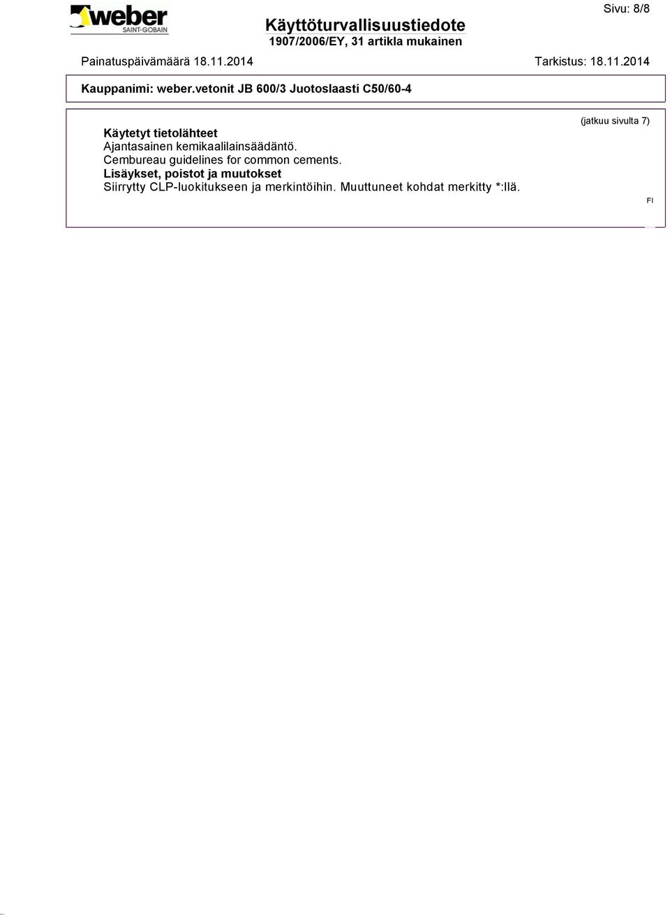 Cembureau guidelines for common cements.