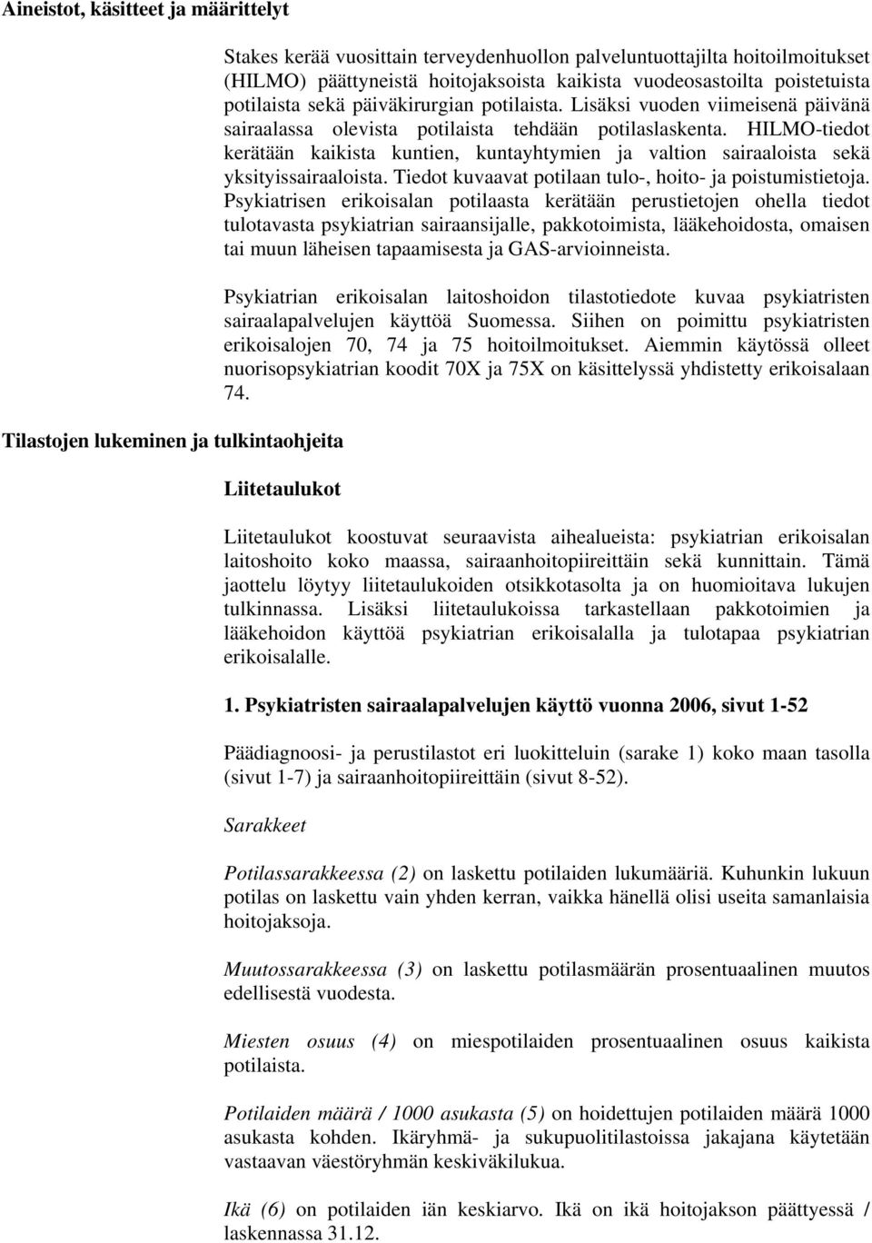 HILMO-tiedot kerätään kaikista kuntien, kuntayhtymien ja valtion sairaaloista sekä yksityissairaaloista. Tiedot kuvaavat potilaan tulo-, hoito- ja poistumistietoja.