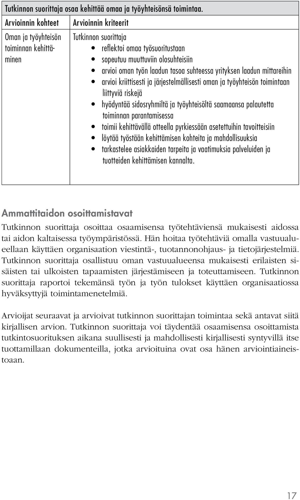 laadun mittareihin arvioi kriittisesti ja järjestelmällisesti oman ja työyhteisön toimintaan liittyviä riskejä hyödyntää sidosryhmiltä ja työyhteisöltä saamaansa palautetta toiminnan parantamisessa