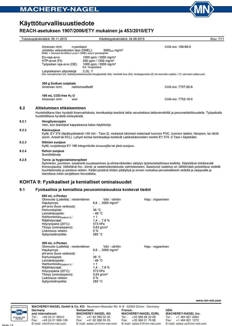 (Sa), herkistä ihoa (Sh), teratogeenisia (Z) ole kunnolla suljettu / (Y) varmasti sulkea pois Aineosan nimi: natriumsulfaatti CASnro: 7757826 Aineosan nimi: vesi CASnro: 7732185 8.