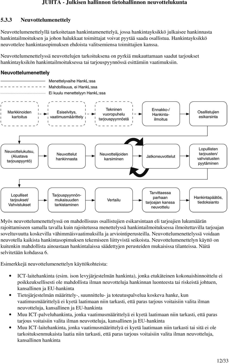 Neuvottelumenettelyssä neuvottelujen tarkoituksena on pyrkiä mukauttamaan saadut tarjoukset hankintayksikön hankintailmoituksessa tai tarjouspyynnössä esittämiin vaatimuksiin.