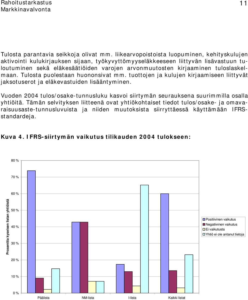 tuloslaskelmaan. Tulosta puolestaan huononsivat mm. tuottojen ja kulujen kirjaamiseen liittyvät jaksotuserot ja eläkevastuiden lisääntyminen.